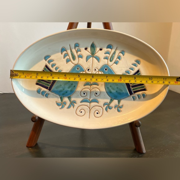 VTG CERASARDA Hand Made In ITALY LE PAVONCELLE 2 BIRD OVAL PLATE. Very Rare - Picture 3 of 5